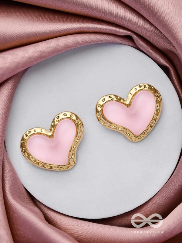 BEATS OF BEAUTY - GOLDEN EMBELLISHED EARRINGS (PINK)