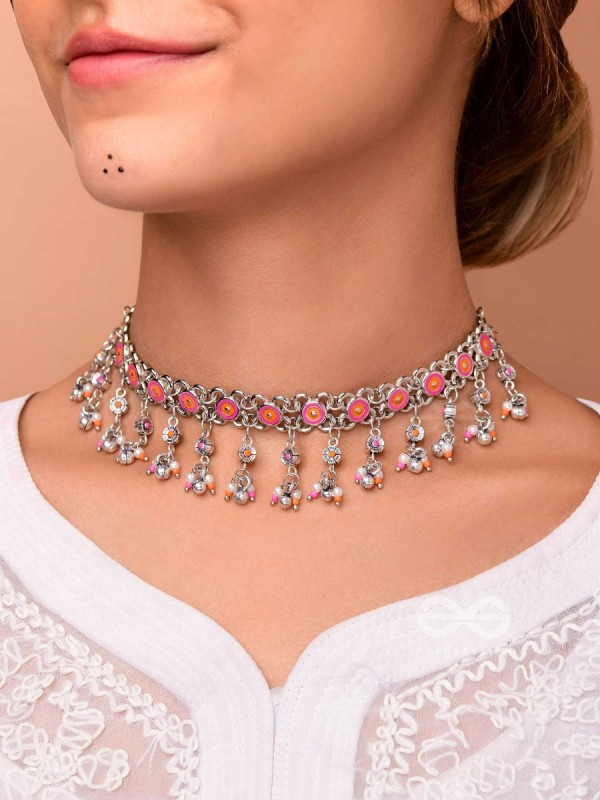 SUNKISSED BLOOM - EMBELLISHED OXIDISED NECKPIECE
