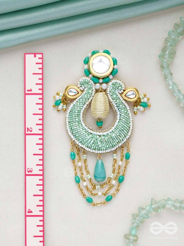 Akasesa - Jewel Of The Sky - Beads, Cutdana, Polki And Kundan Finished Hand Embroidered Earrings