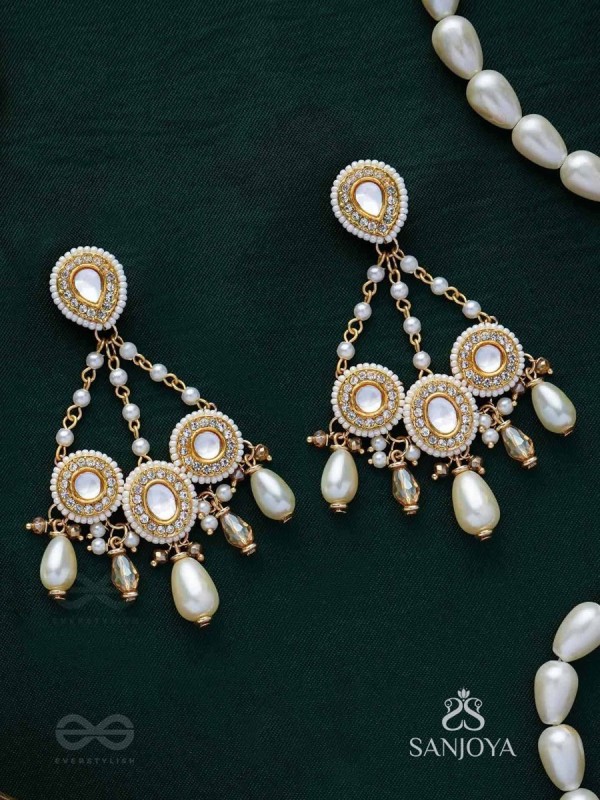 Avadata - Dazzling Giltz N Glamour - Golden Embellished Polki And Kundan Earrings