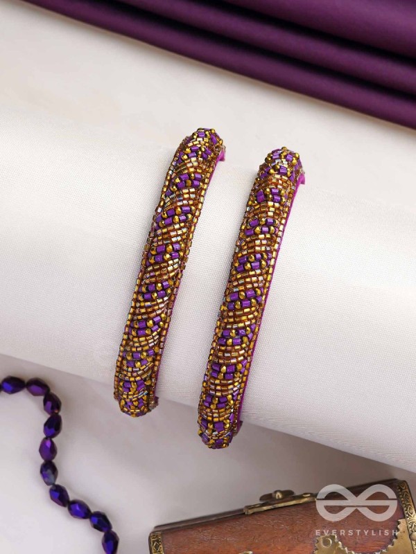 DHVANTI - THE DARK STAR - CUTDANA AND BEADS EMBROIDERED BANGLES (SET OF 2)