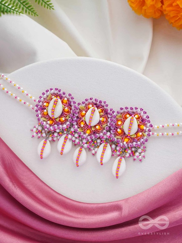 DRAPA - OCEAN MELODY BLOSSOMS - SHELL AND BEADS EMBROIDERED NECKLACE