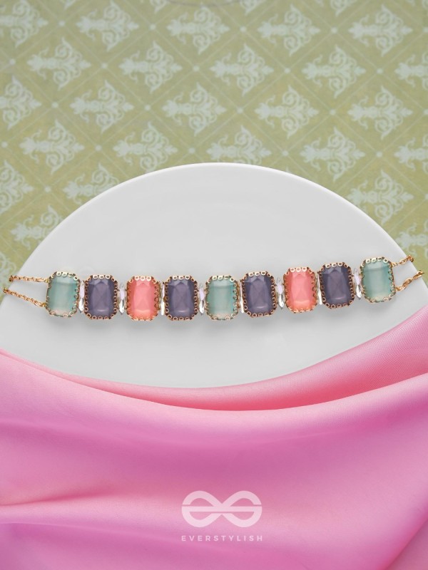 The Tropical Blush - Statement Choker Neckpiece With Anti-Tarnish Coating (Teal, Blue & Pink)