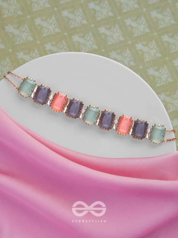 The Tropical Blush - Statement Choker Neckpiece With Anti-Tarnish Coating (Teal, Blue & Pink)