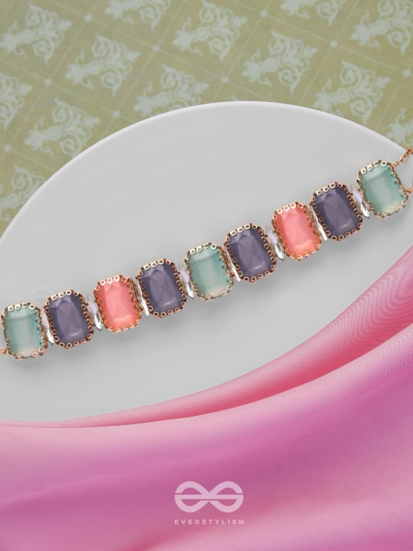 The Tropical Blush - Statement Choker Neckpiece With Anti-Tarnish Coating (Teal, Blue & Pink)