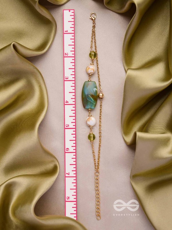 MOSSY MARBLES - GOLDEN EMBELLISHED MULTILAYER BRACELET