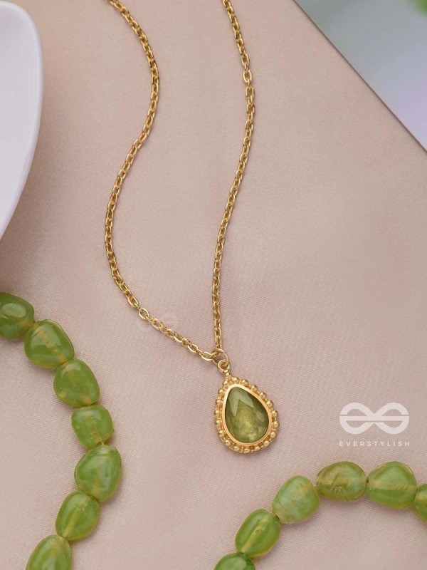 Dewdrop Enchantment - Golden Embellished Neckpiece With Anti-Tarnish Coating 