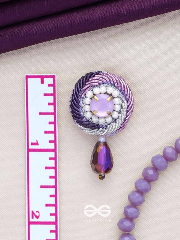 Arani - The Turning Round - Stone, Beads And Glass Drop Hand Embroidered Earrings