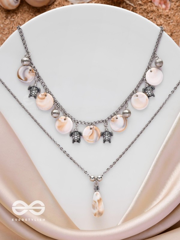 SEASIDE SECRETS - OXIDISED EMBELLISHED MULTILAYER NECKPIECE