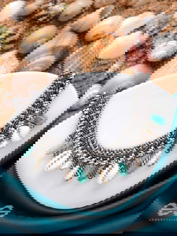 SEASCAPE TINSELS - OXIDISED EMBELLISHED NECKPIECE