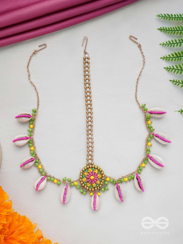 DIVABHITA - DIVINELY DRESSED - RESHAM, SHELL AND BEADS EMBROIDERED MAANGTIKA