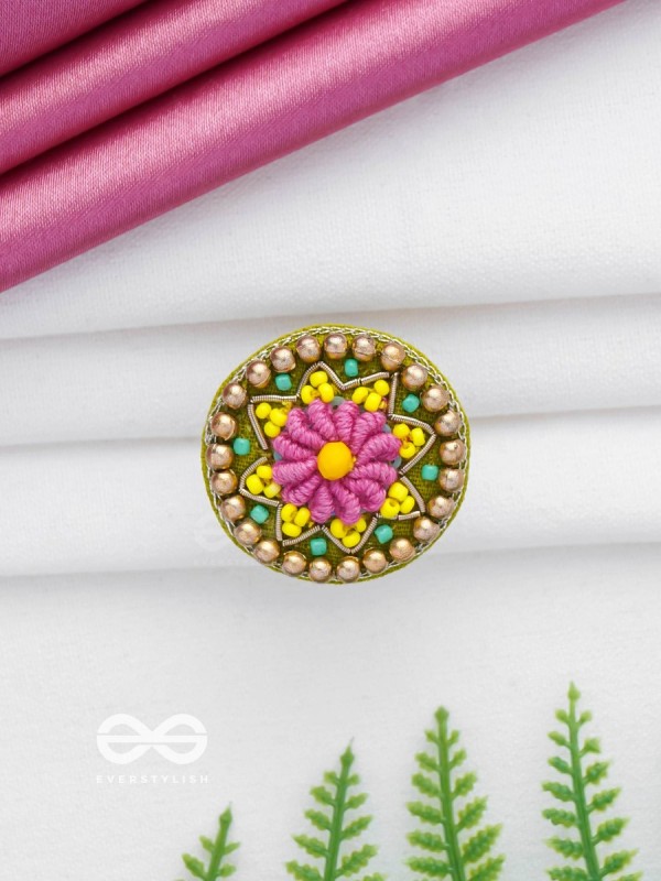 Praphulti - Blooming Blossom - Beads And Resham Hand Embroidered Ring (Adjustable)