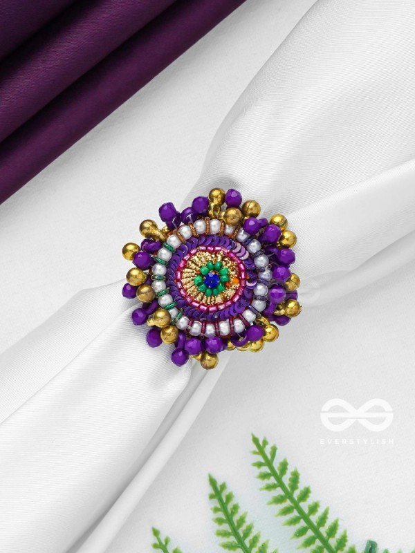 Agnisikha - The Beaded Flower - Beads And Sequins Hand Embroidered Ring