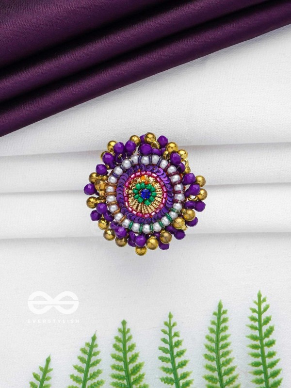 Agnisikha - The Beaded Flower - Beads And Sequins Hand Embroidered Ring