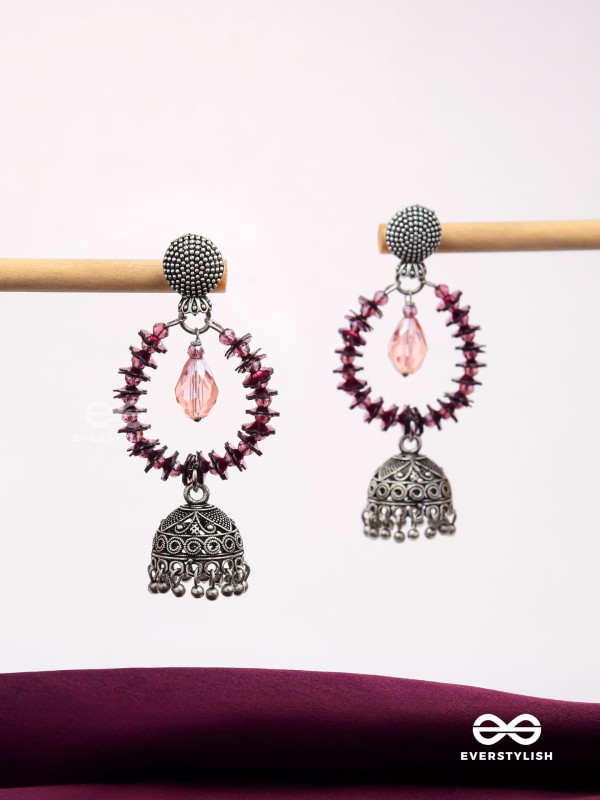 The Violet Wonder - Oxidised Jhumka Earrings