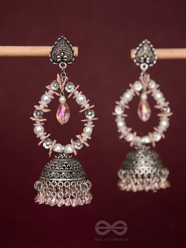 Soft Tinge Sparkles - Statement Jhumka Earrings