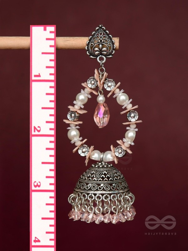 Soft Tinge Sparkles - Statement Jhumka Earrings