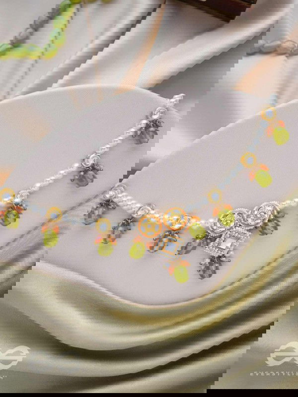 Anupta - Meadow Melody - Golden Embellished Polki And Kundan Finished Hand Embroidered Neckpiece