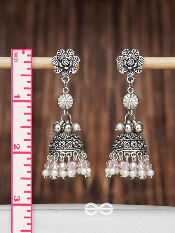 Petals In Bloom - Oxidised Jhumka Earrings