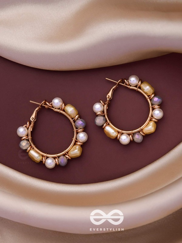 WHIMSICAL WONDERBEADS - GOLDEN EMBELLISHED HOOP EARRINGS