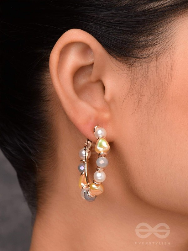 WHIMSICAL WONDERBEADS - GOLDEN EMBELLISHED HOOP EARRINGS