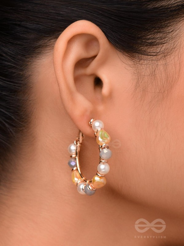 WHIMSICAL WONDERBEADS - GOLDEN EMBELLISHED HOOP EARRINGS