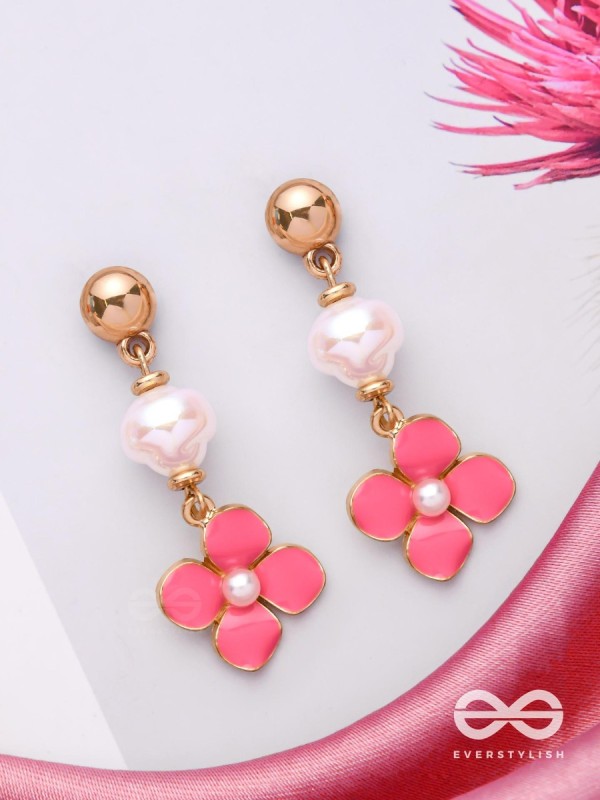 PRETTY PINK POPS - GOLDEN EMBELLISHED EARRINGS