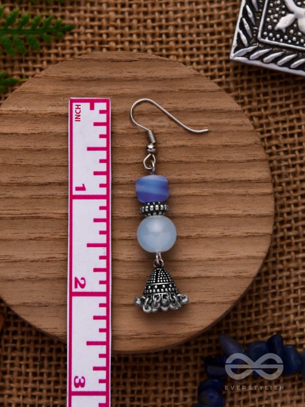 A CELESTIAL WAVE - EMBELLISHED OXIDISED JHUMKA EARRINGS