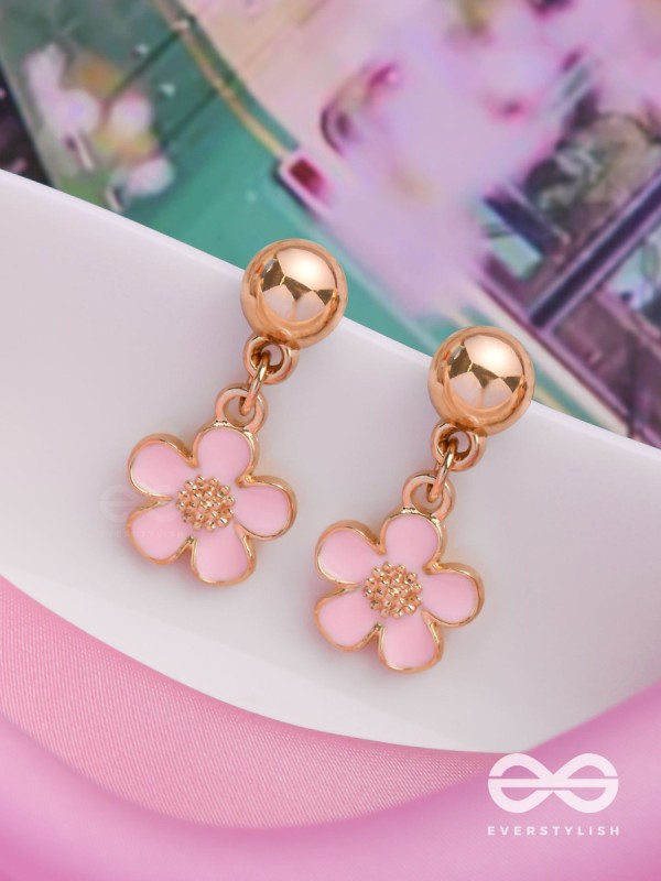 CHERRY BLOSSOM CHARMS - GOLDEN EMBELLISHED EARINGS