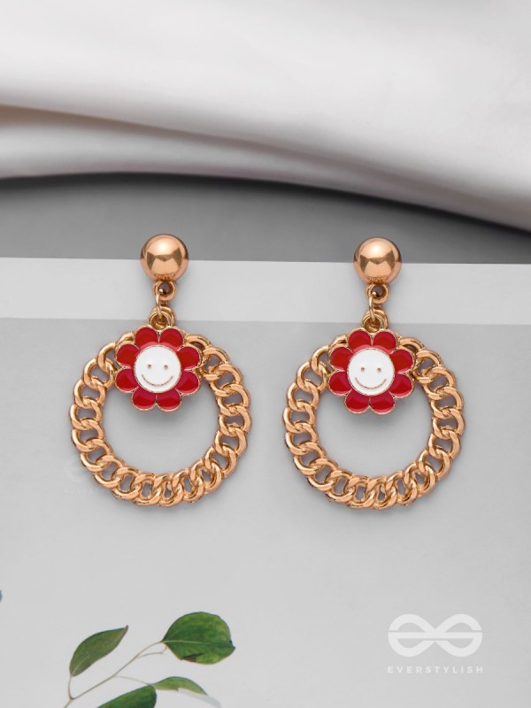 PLAYFUL POSY DELIGHTS - GOLDEN EMBELLISHED EARRINGS