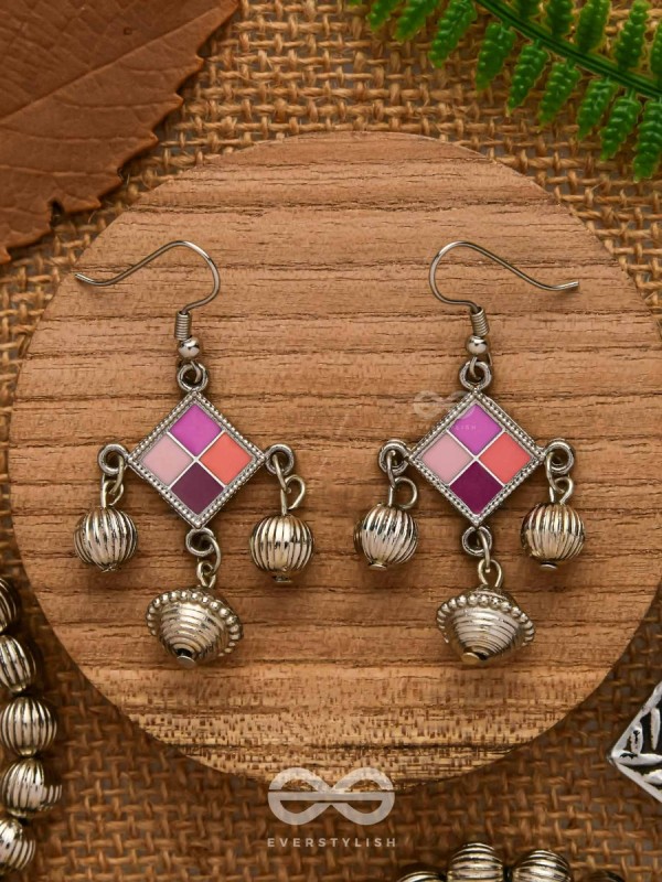 Razzle-Dazzle Drops - Enamelled Oxidised Earrings