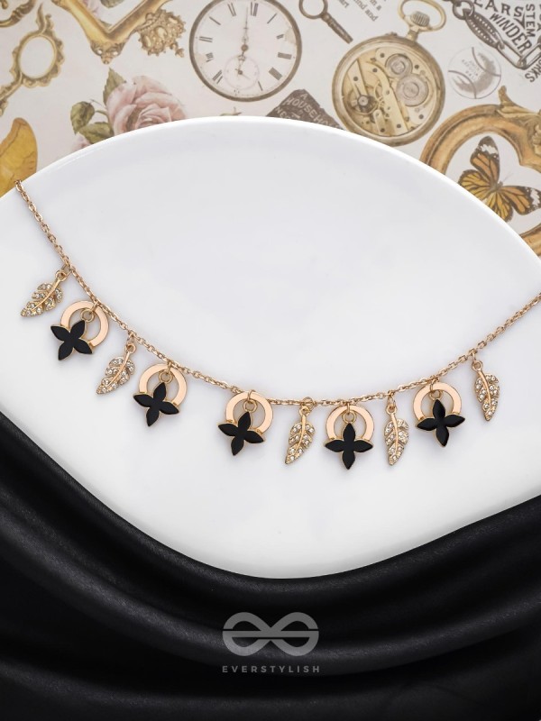 The Spring Shadows - Golden Embellished Enamelled Necklace With Anti-Tarnish Coating 