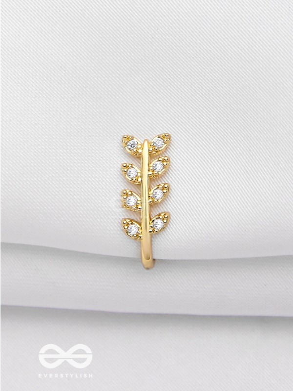 LEAF OUT BEAUTY - GOLDEN CZ NOSERING (NON-PIERCING)
