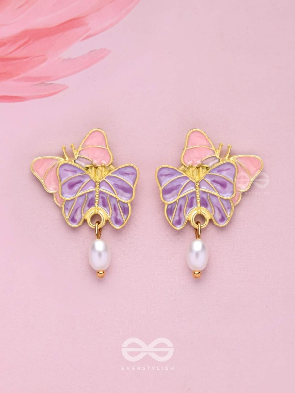 DUAL WING WONDERS - GOLDEN EMBELLISHED EARRINGS
