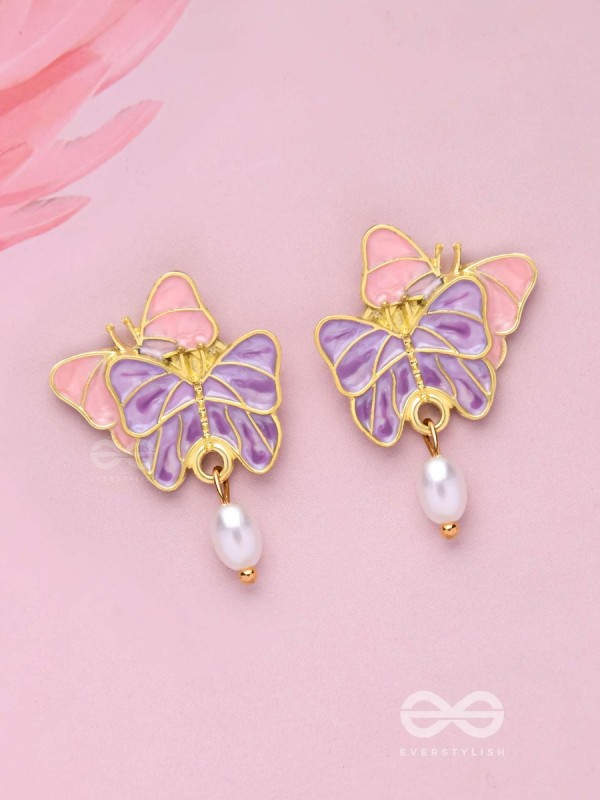 DUAL WING WONDERS - GOLDEN EMBELLISHED EARRINGS