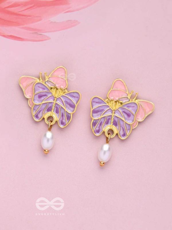 DUAL WING WONDERS - GOLDEN EMBELLISHED EARRINGS