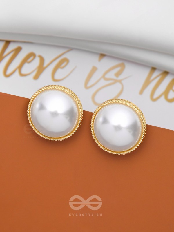 THE IVORY ILLUSION - GOLDEN PEARL STUD EARRINGS