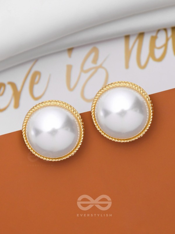 THE IVORY ILLUSION - GOLDEN PEARL STUD EARRINGS