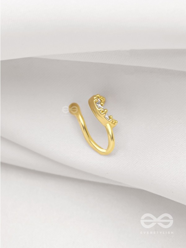 CRESENT MOONLIGHT - GOLDEN CZ NOSERING (NON-PIERCING)
