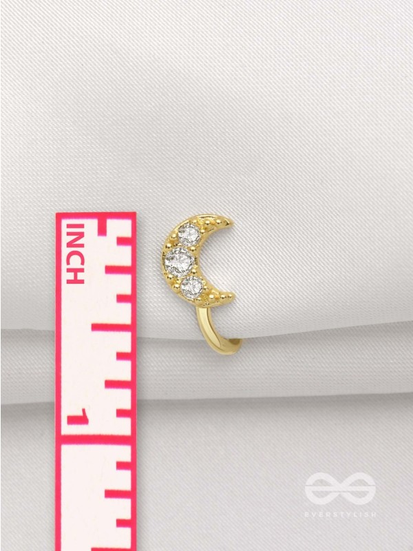 CRESENT MOONLIGHT - GOLDEN CZ NOSERING (NON-PIERCING)