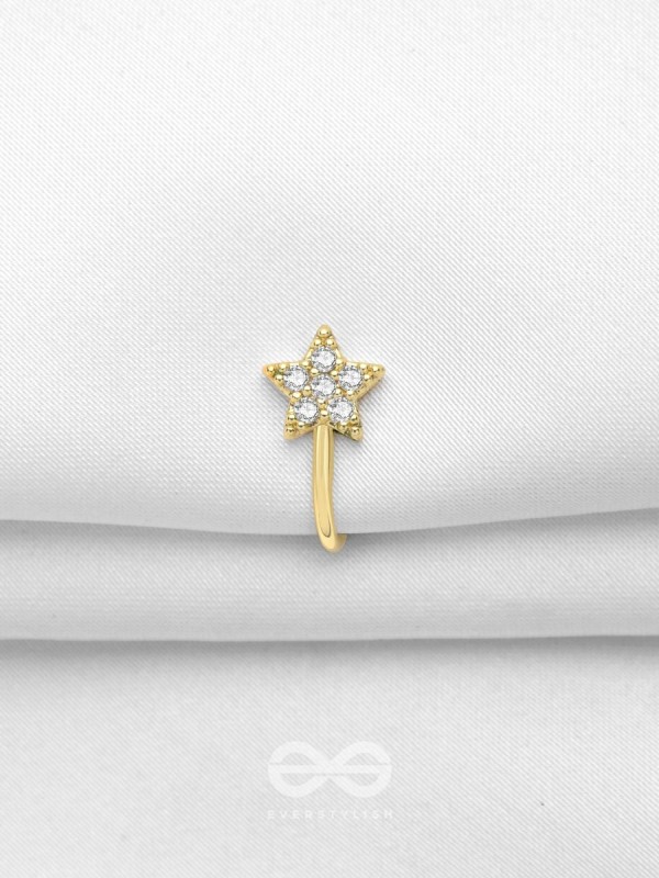 CHAMPAGNE STAR - GOLDEN CZ NOSERING (NON-PIERCING)