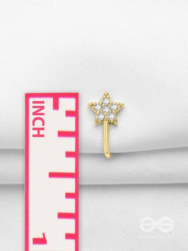 CHAMPAGNE STAR - GOLDEN CZ NOSERING (NON-PIERCING)