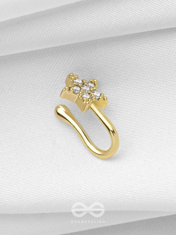 CHAMPAGNE STAR - GOLDEN CZ NOSERING (NON-PIERCING)