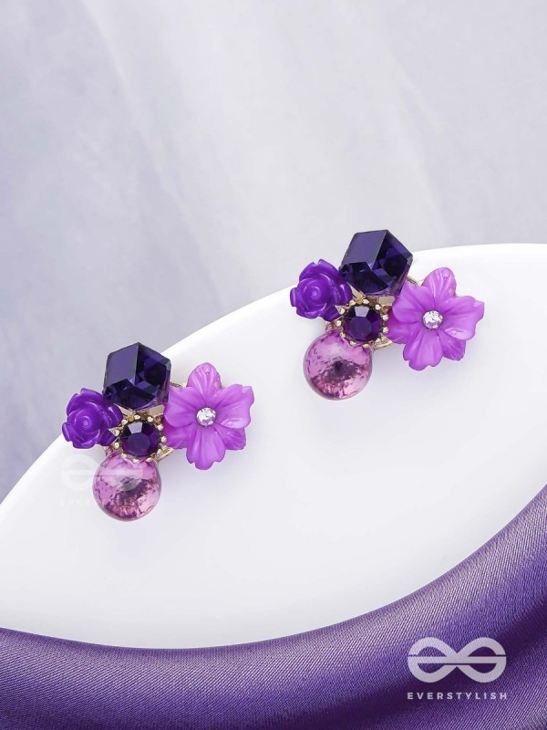 LILAC LOVEBUDS - GOLDEN EMBELLISHED STUD EARRINGS