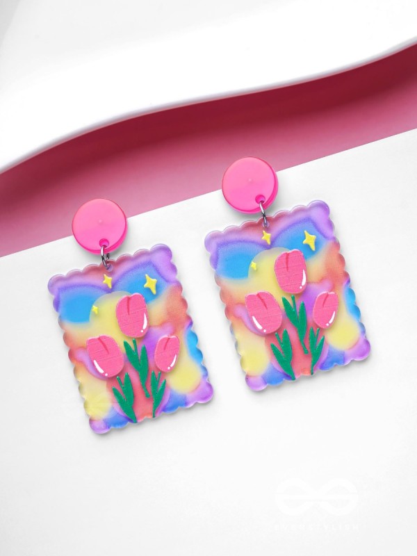 THE TULIP HEAVEN - MULTICOLOR ACRYLIC EARRINGS