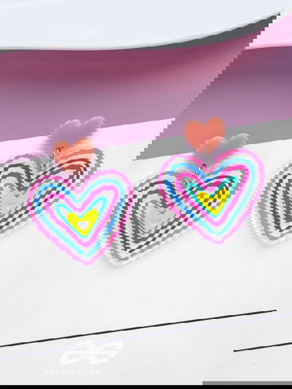 HEARTS RIPPLES - MULTICOLOR ACRYLIC EARRINGS