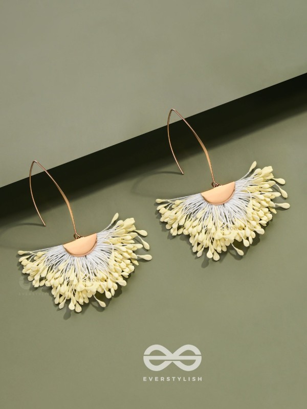FREE SPIRIT SYMPHONY - GOLDEN EMBELLISHED EARRINGS (WHITE)