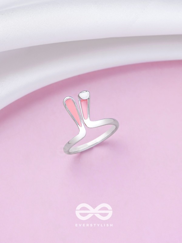 EASTER EARS - SILVER AND PINK RING (ONE SIZE)