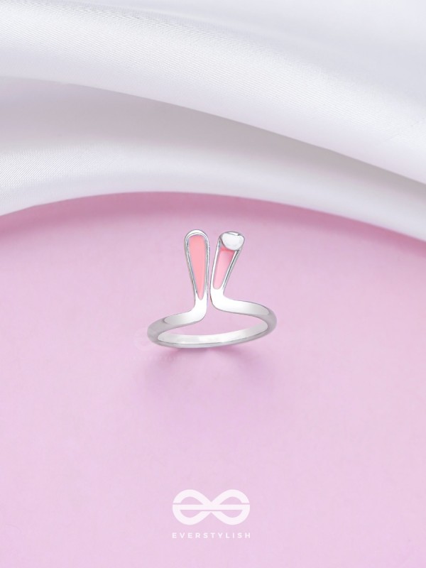 EASTER EARS - SILVER AND PINK RING (ONE SIZE)