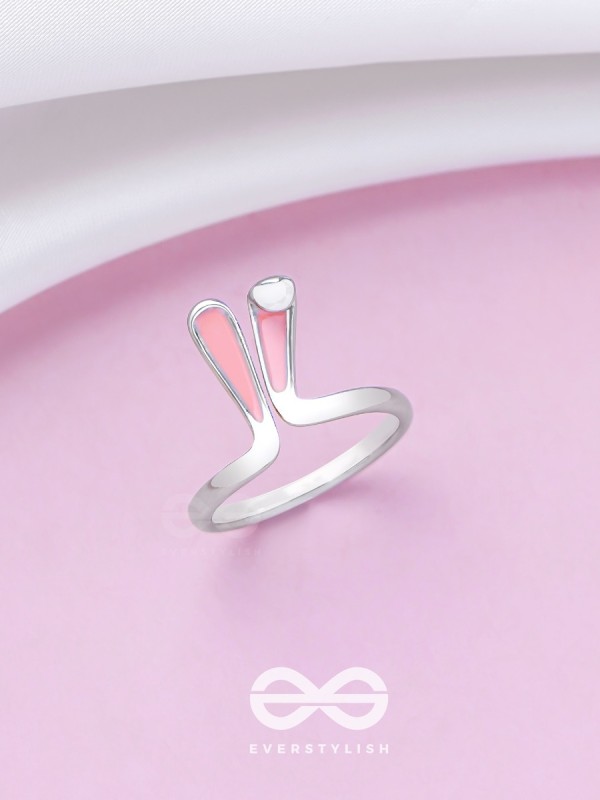 EASTER EARS - SILVER AND PINK RING (ONE SIZE)